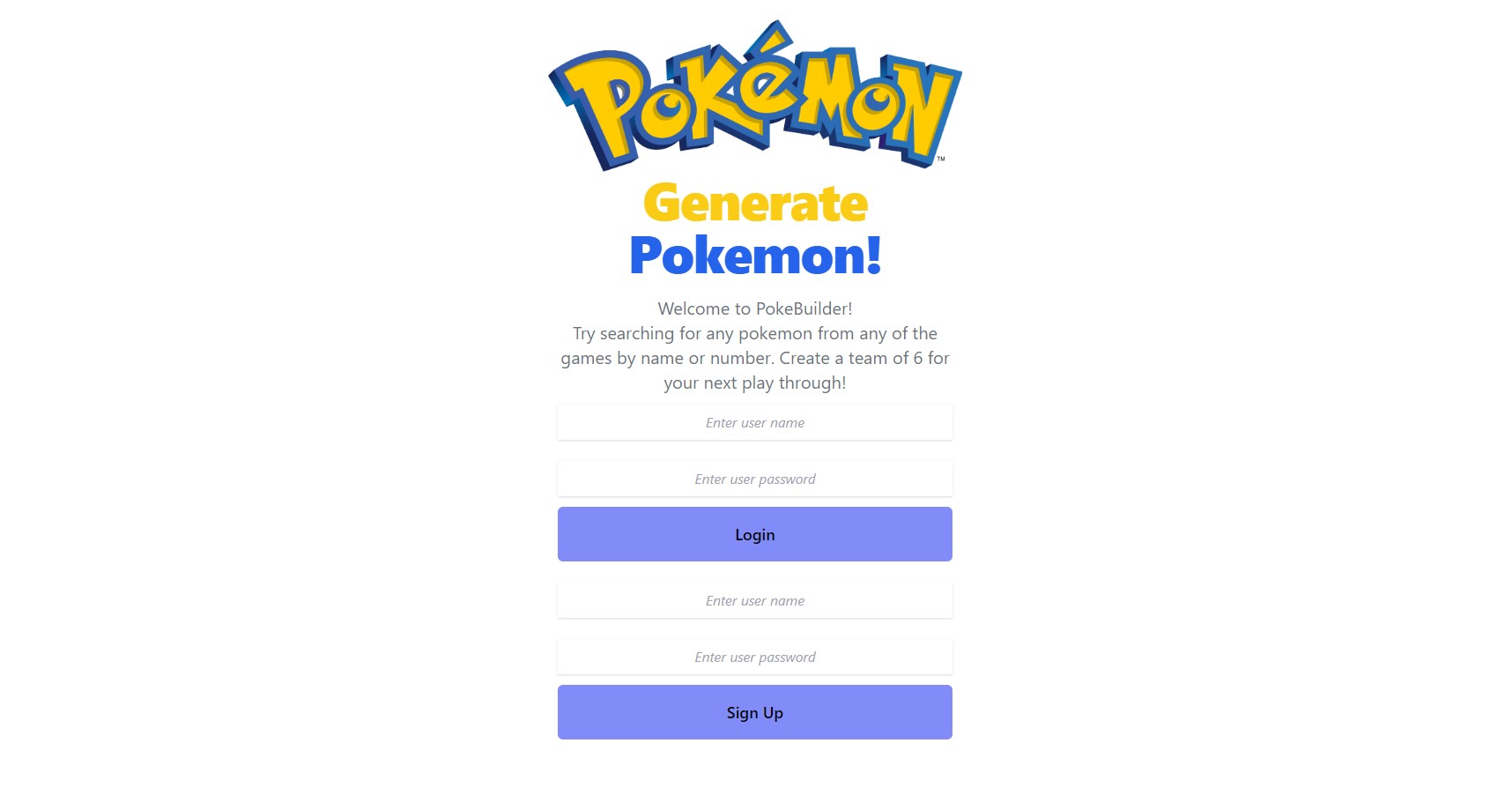 an application that allows you to build pokemon teams